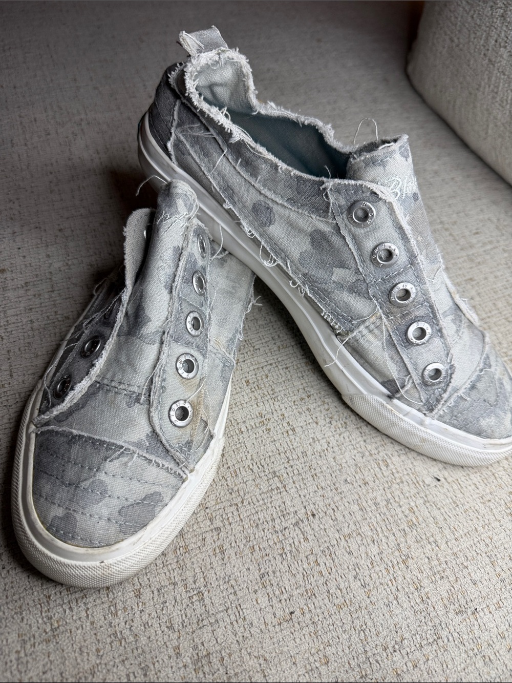 Blowfish Women's Slip-On Sneakers in Light Gray Camo
